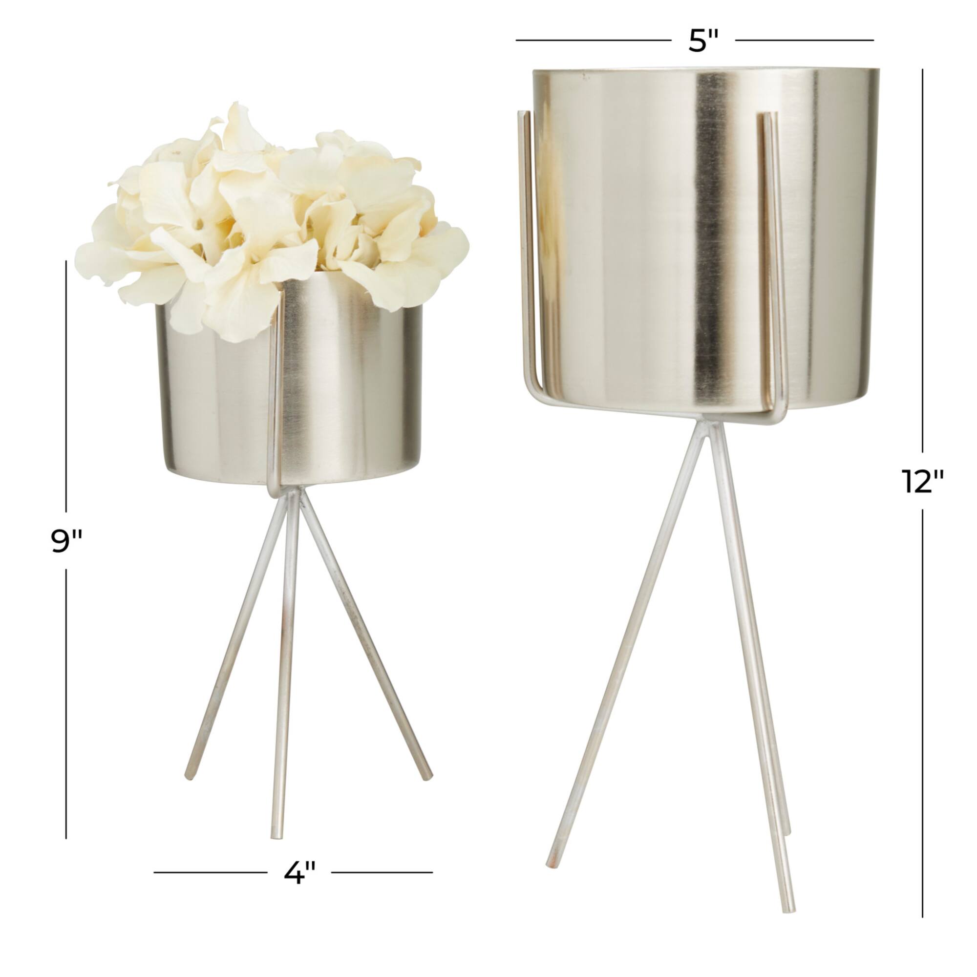 Silver Contemporary Planter, Set of 2" 5", 4"